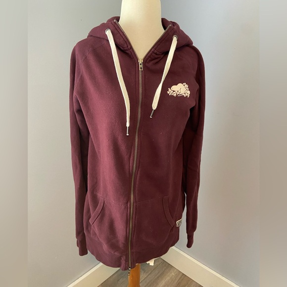 Roots zip up hoodie in maroon sz L - Picture 2 of 5
